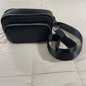 S-ZONE Brown Genuine Leather Crossbody Bag Black